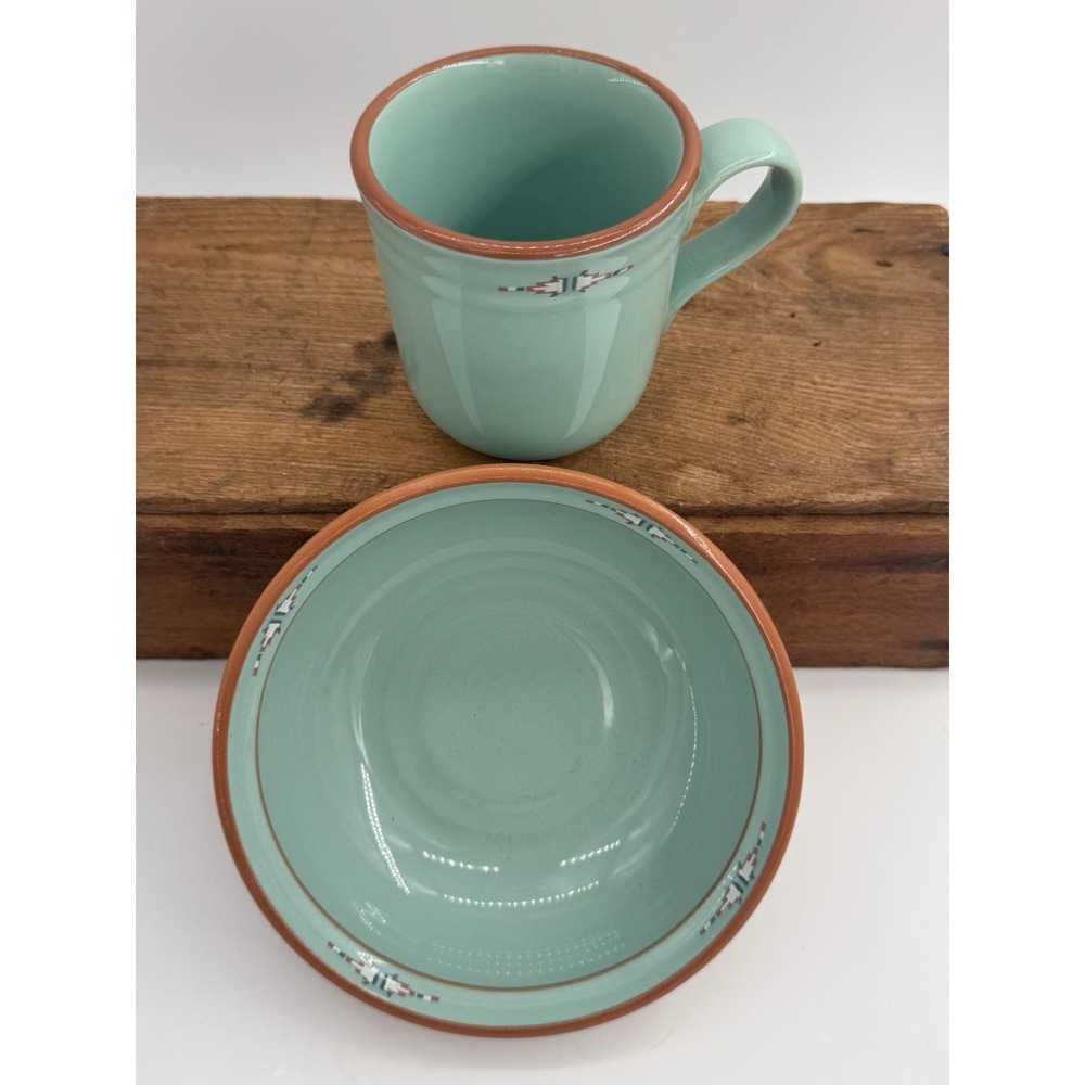 2 Piece Set NORITAKE Boulder Ridge #8674 Coffee Cup & Cereal Bowl Stoneware